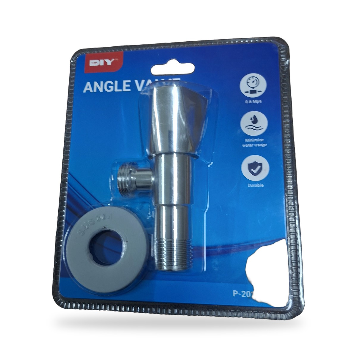 วาล์วมุม Angle Valve สต็อปวาล์ว สแตนเลส SUS304 DIY P-20101BL วาล์วเปิด-ปิดน้ำ ก๊อกน้ำ ชักโครก แถมเทปพันเกลียว